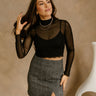 Juliet Mesh Long Sleeve Top - Black - Front view