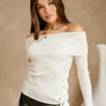 Justine Ivory Off The Shoulder Top - upper body body frontal side view