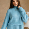 Tillie Blue Mock Neck Sweater - front view