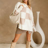 Nadia White & Taupe Checkered Sweater - full body front view