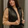 Jennifer Black Faux Leather Puffer Vest - frontal right side view