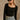 Mira Scoop Neckline Long Sleeve Top- black- front view