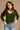 Mira Scoop Neckline Long Sleeve Top- green-close up front view