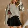 Vanessa Heather Grey & White Bows Sweater- frontal side view