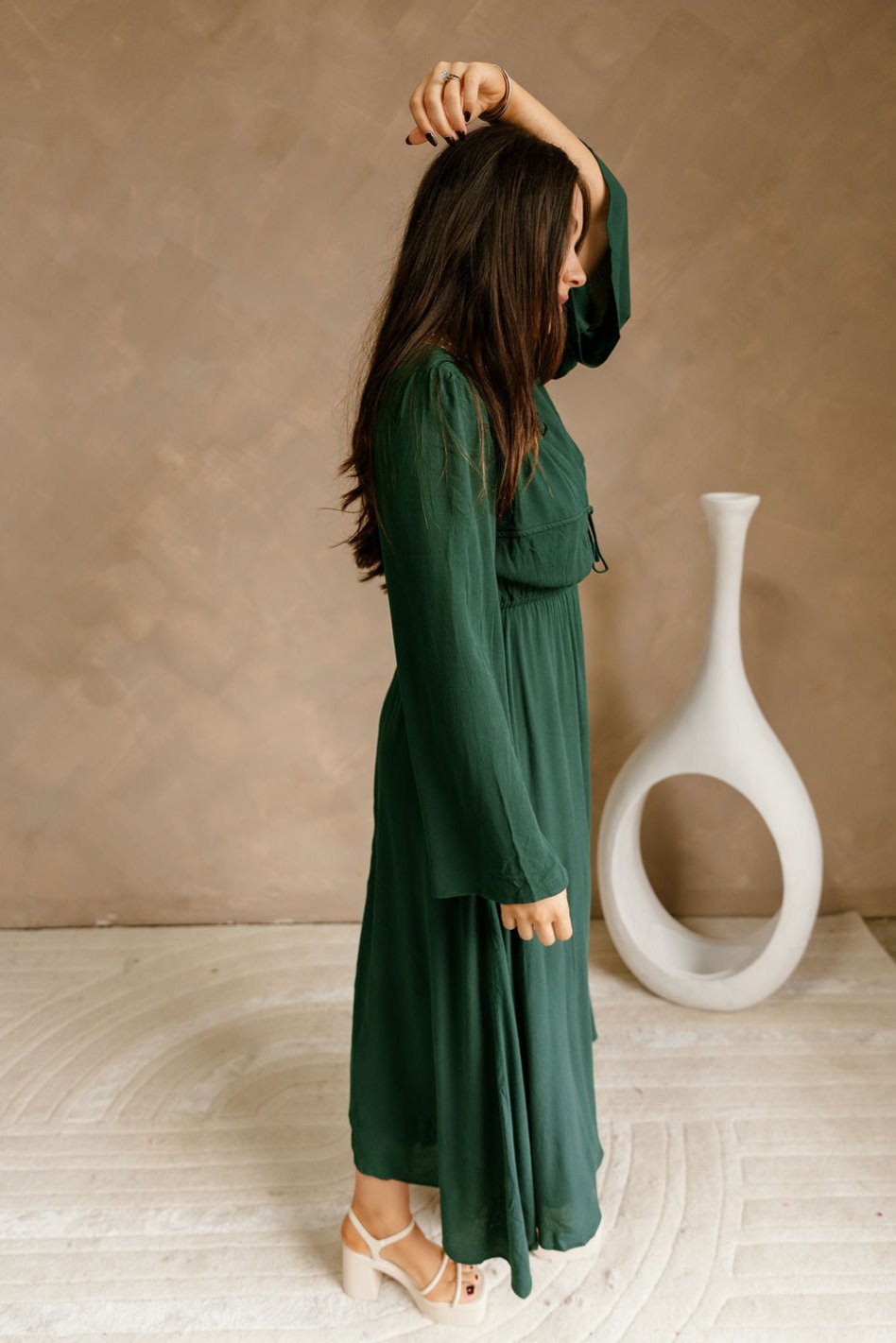 Camilla Hunter Green Maxi Dress- full body side view