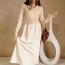 Juliet Natural Cinched Knit Maxi Dress- full body view