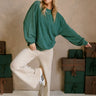 Lyra Washed Green Pullover- full body view