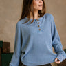 Rhea Washed Blue Thermal Top - frontal side view