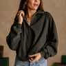 Hannah Washed Black Collar Pullover- top view