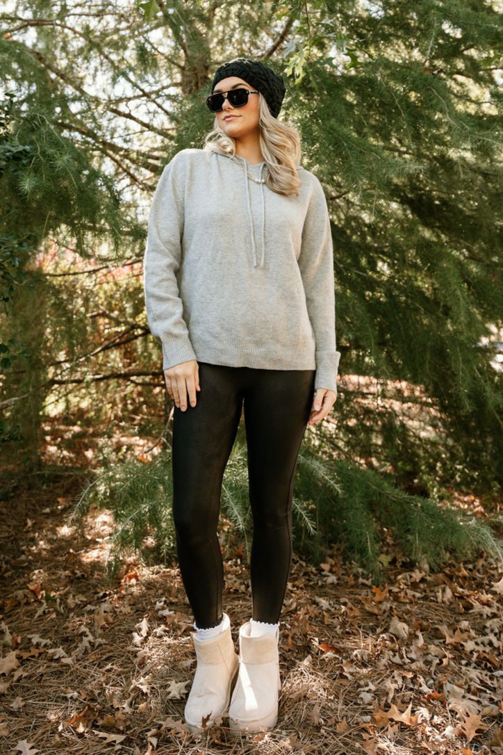 Sloan Heather Grey Hoodie Sweater- full body view