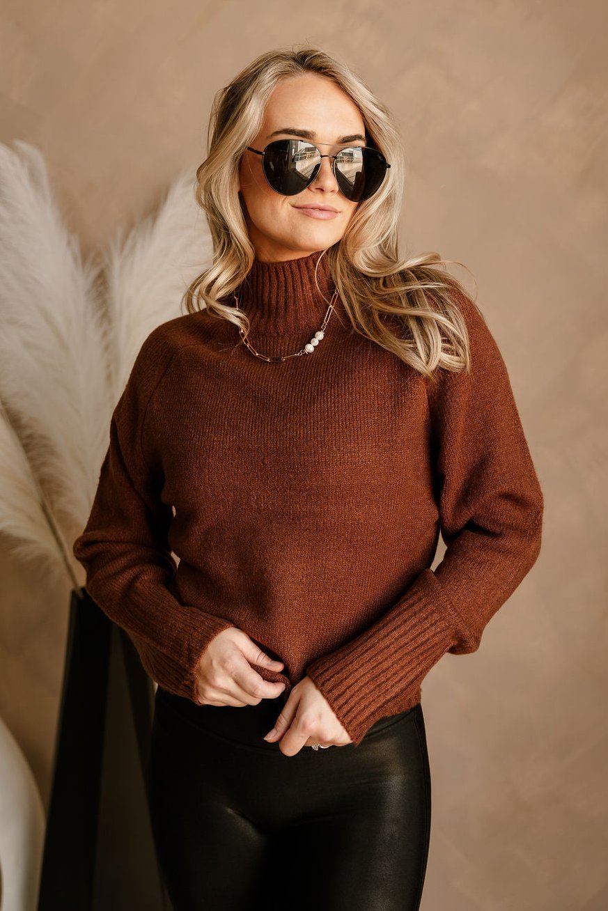 Kimberly Brown Mock Neck Sweater - front view 