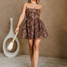 Kelsey Brown Floral Strapless Mini Dress - full body front view (walking)