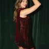 Giana Burgundy Sequin & Velvet Tie Mini Dress- right side view