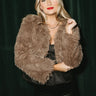 Joelle Faux Fur Cropped Jacket-taupe- front view