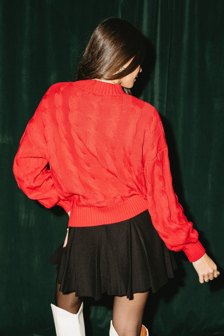 FaLaLaLa Red & White Long Sleeve Sweater- back view