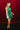 Christina Green Pleated Satin Mini Dress -  full body front view