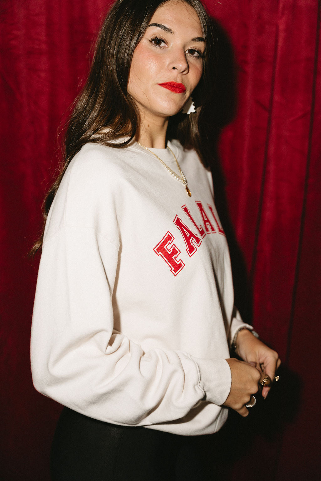 Falala Ivory & Red Sweatshirt - close side view