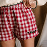 Merry Red & White Plaid Pajama Shorts- frontal side view
