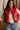 Chantel Red Faux-Leather Puffer Vest- close up top view
