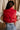 Chantel Red Faux-Leather Puffer Vest- close up back view