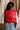 Chantel Red Faux-Leather Puffer Vest- top back view