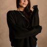 Alaina Black Ribbed Knit Sweater - view of front