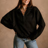 Dakota Black Quarter Zip Pullover - front view