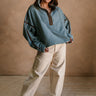 Gia Blue & Brown Quarter Zip Pullover - full body front view