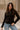 Brynlee Black Ribbed & Lace Cardigan- front top view