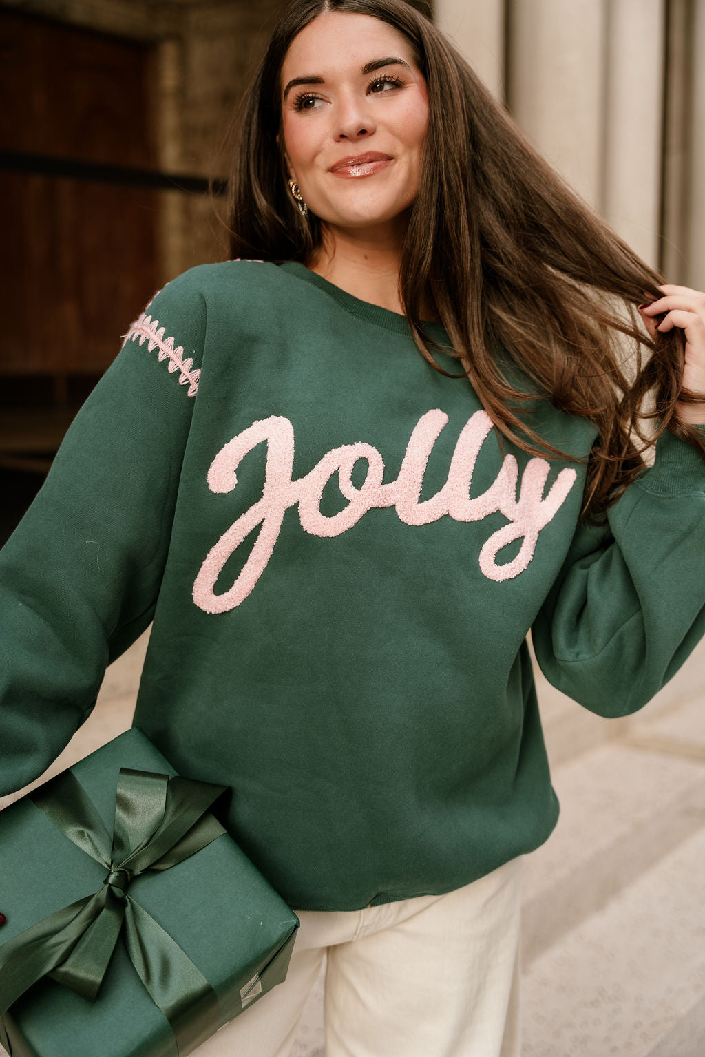 Jolly Green & Pink Graphic Sweatshirt - front view