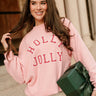 Holly Jolly Pink Pullover Sweatshirt - front view