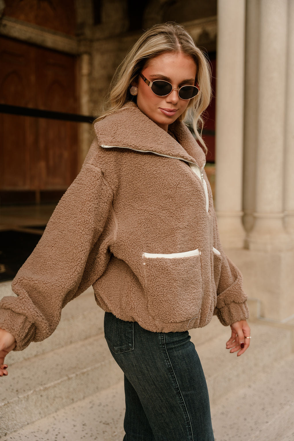 Chandler Brown Sherpa Quarter-Zip Jacket - side view