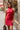 Joan Red Satin Halter Mini Dress - upper body front view