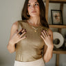 Everly Gold Round Neckline Tank- top front view