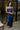 Samantha Navy Blue Satin Ruffle Maxi Dress- full body view