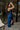 Samantha Navy Blue Satin Ruffle Maxi Dress- full body side view