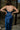 Samantha Navy Blue Satin Ruffle Maxi Dress- close up top back view