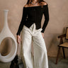 Olivia Cream Polka Dot Wide Leg Jeans - full body front view