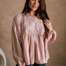Cady Mauve Lace Applique Top - front view