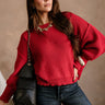 Molly Red Long Sleeve Sweater - front view