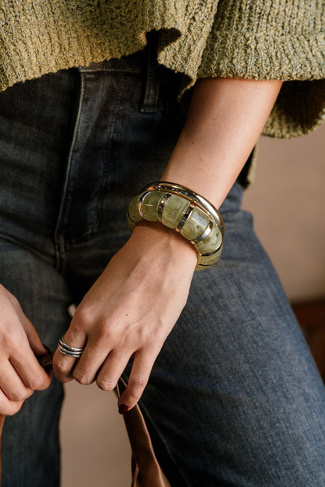Joanie Green & Gold Bangle Set - close up