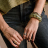 Joanie Green & Gold Bangle Set - shown on model's wrist