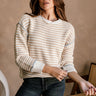 Candace White & Beige Striped Sweater - front view