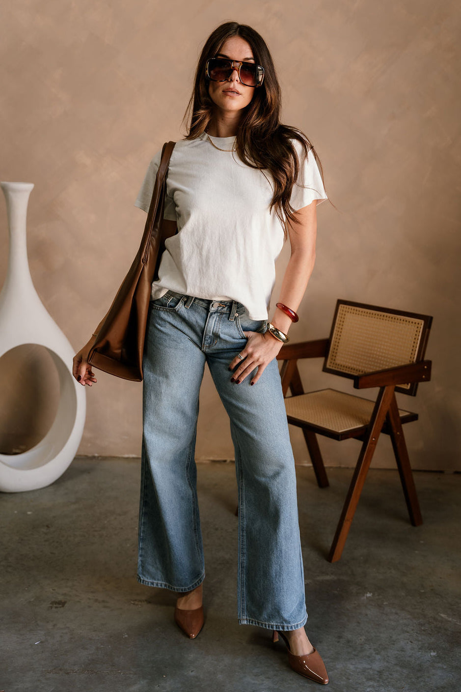 Just Black Denim: Blair Baggy WIde Leg Jeans- full body view