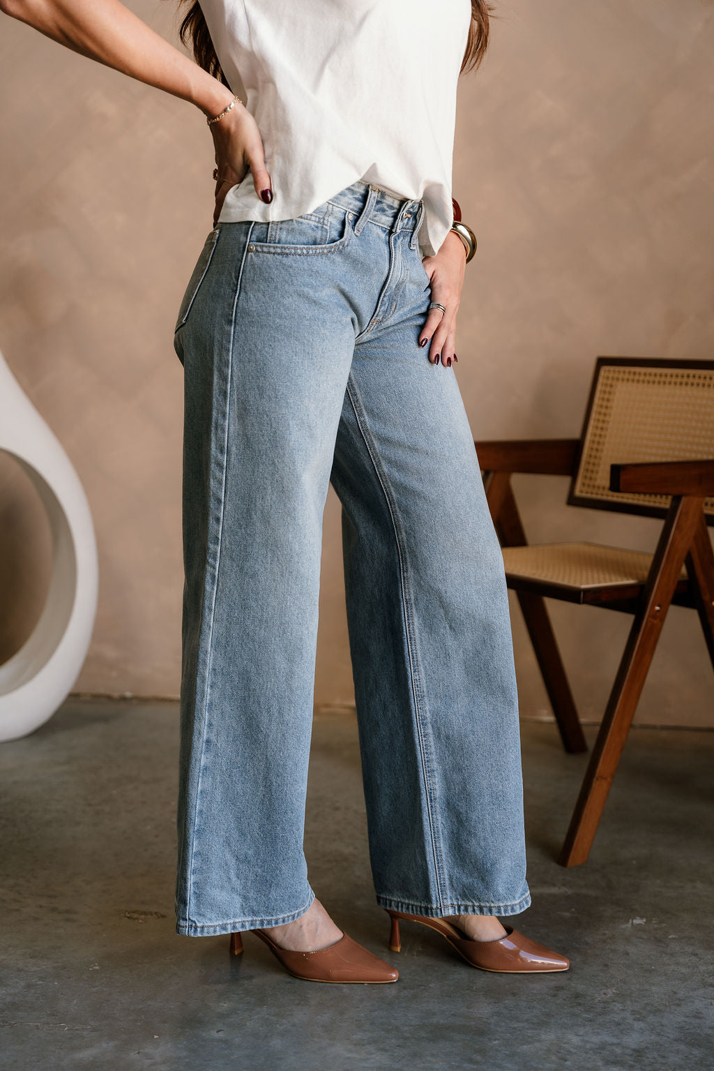 Just Black Denim: Blair Baggy WIde Leg Jeans- side view