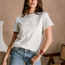 Myla Ivory Cotton Short Sleeve Top- front top view