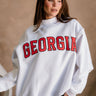 Georgia Red & White Mock Neck Sweatshirt- close up top view