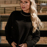 Selah Black Cable Knit Sweater- frontal side view
