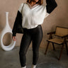 Kamila Cream Multi Color Block Sweater - full body front view