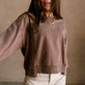 Harper Washed Brown Long Sleeve Sweatshirt - close front view